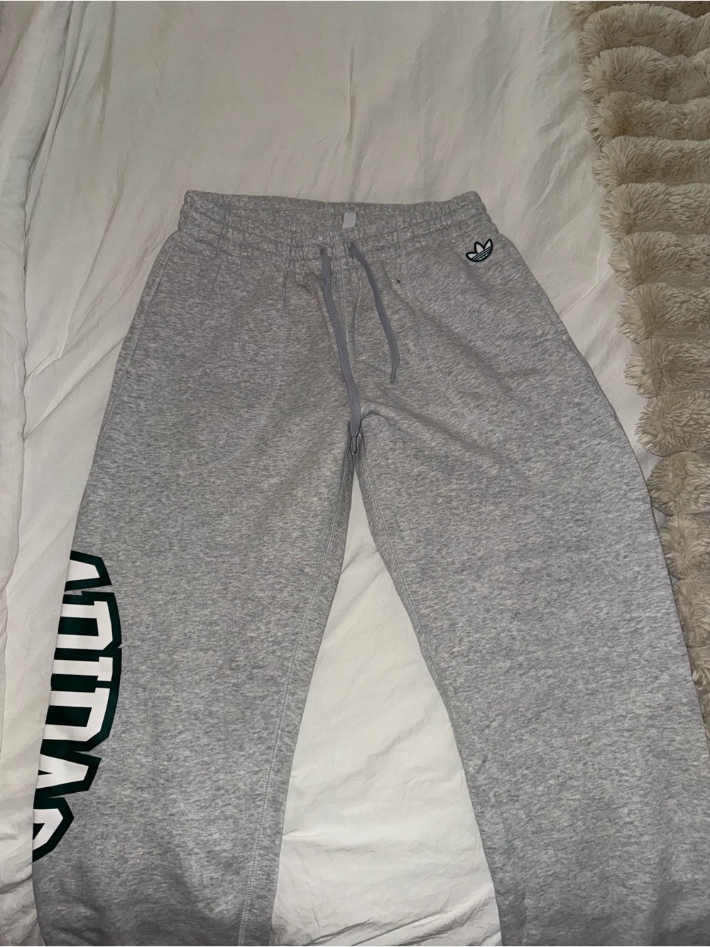Gray Adidas Sweatpants with Drawstring and Logo